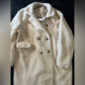 Beige teddy sherpa coat
